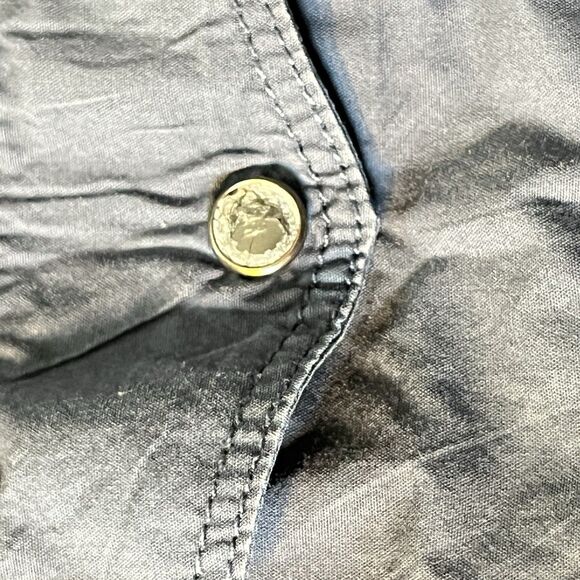 Converse One Star Mens Button Down Shirt Black Pearl Snap Shirt Sleeve  Size L - Picture 3 of 7